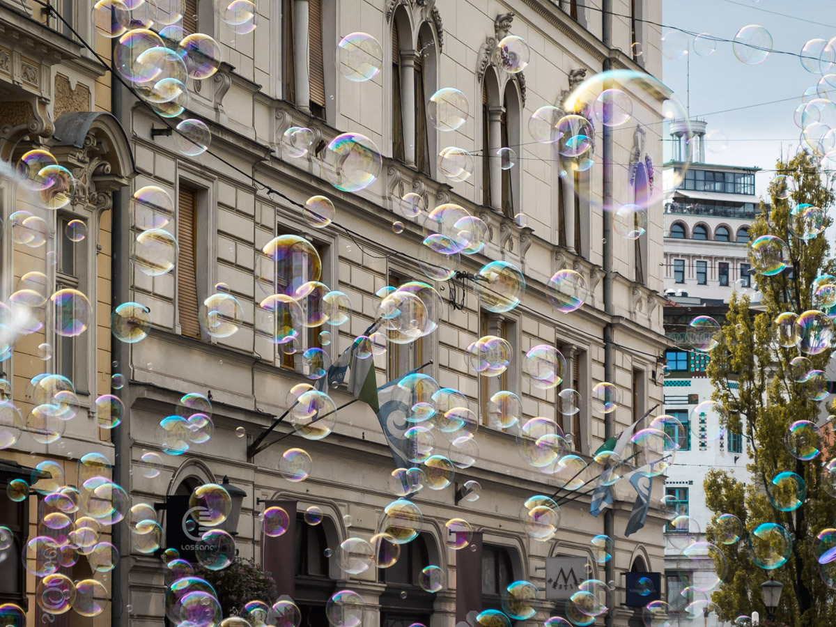 Photography of bubbles in Ljubljana