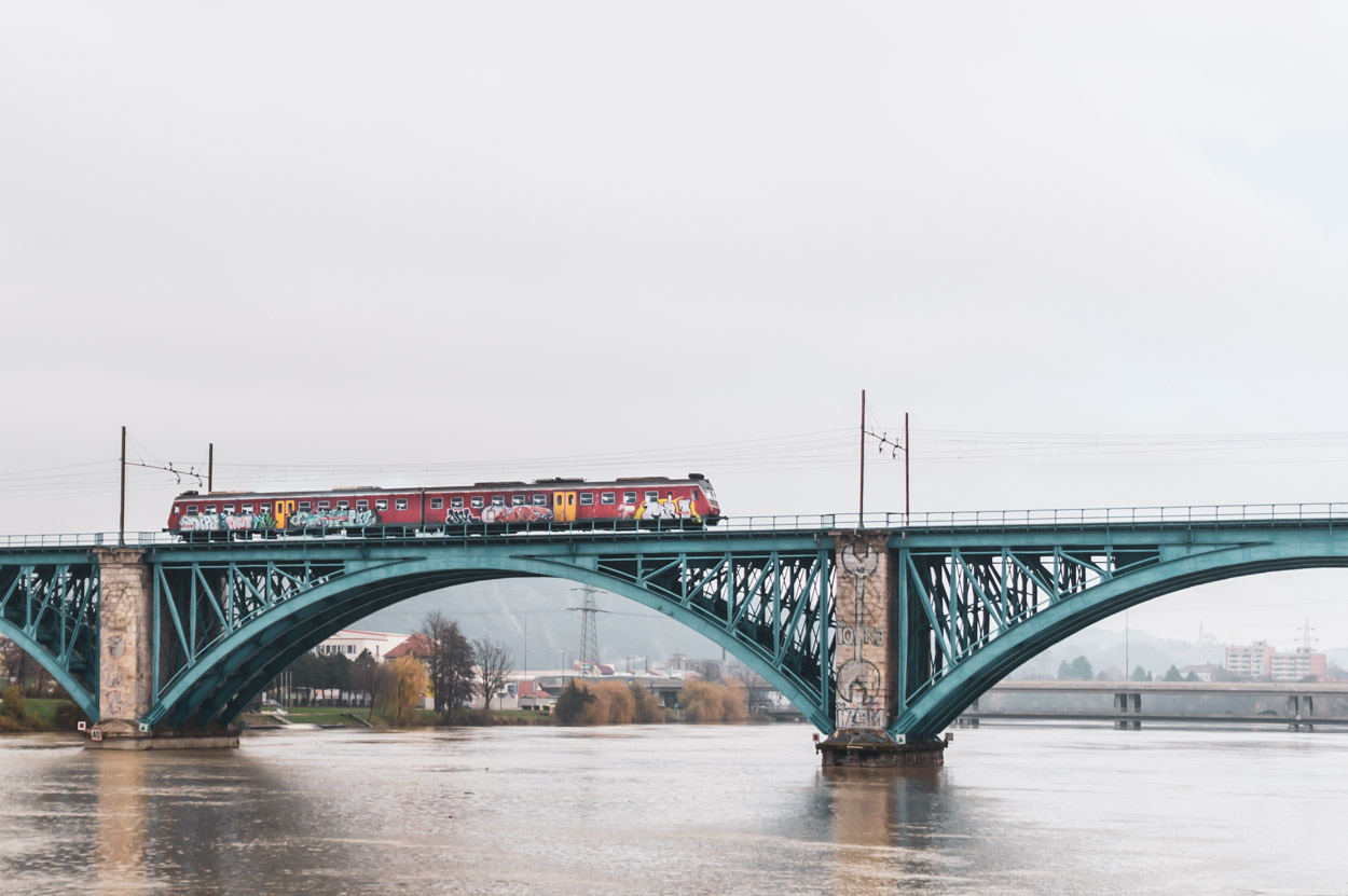 Blue bridge on Drava river