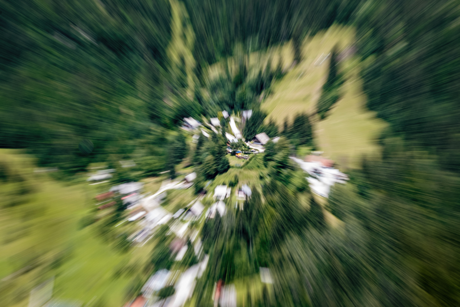 From the sky, zoom blur